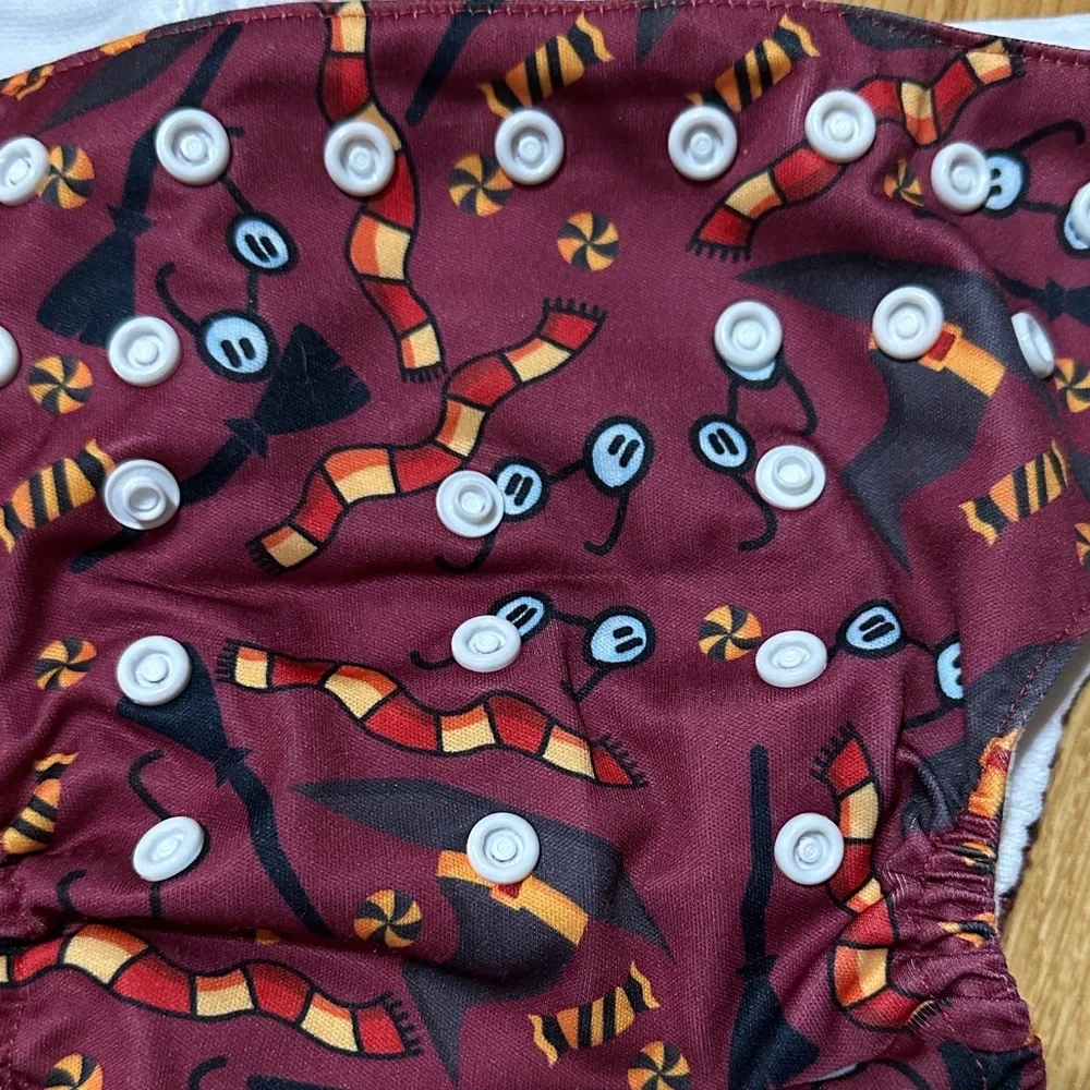 Maroon Patterned Kids Diaper